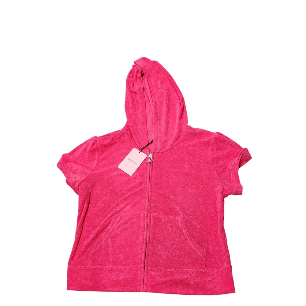 Juicy Couture Terry Cloth Short Sleeve Zip Up Hoodie Jacket XL